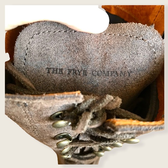 Frye Vintage Lace Up Knee-High Suede Brown Leather Block Heel Equestrian Boots - Picture 13 of 16